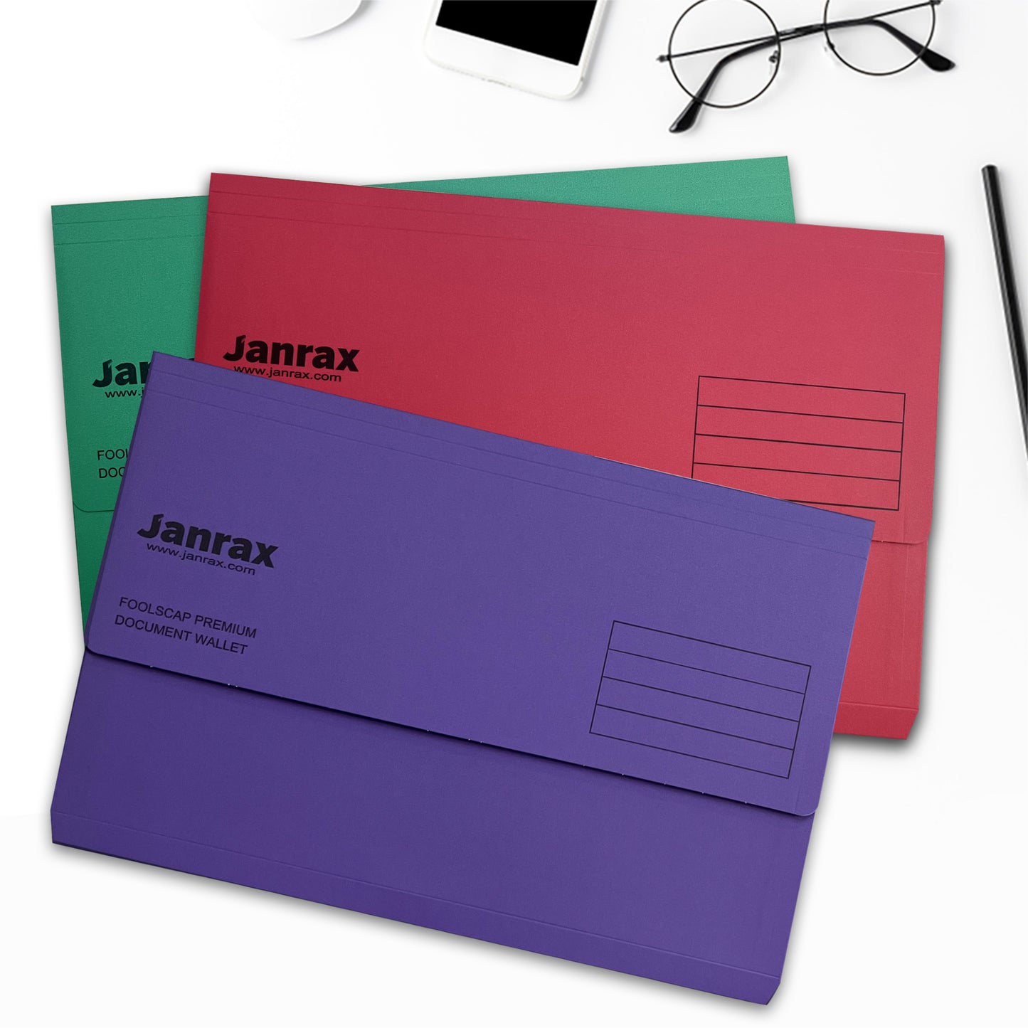 Pack of 10 Blue Card Premium Foolscap Document Wallets