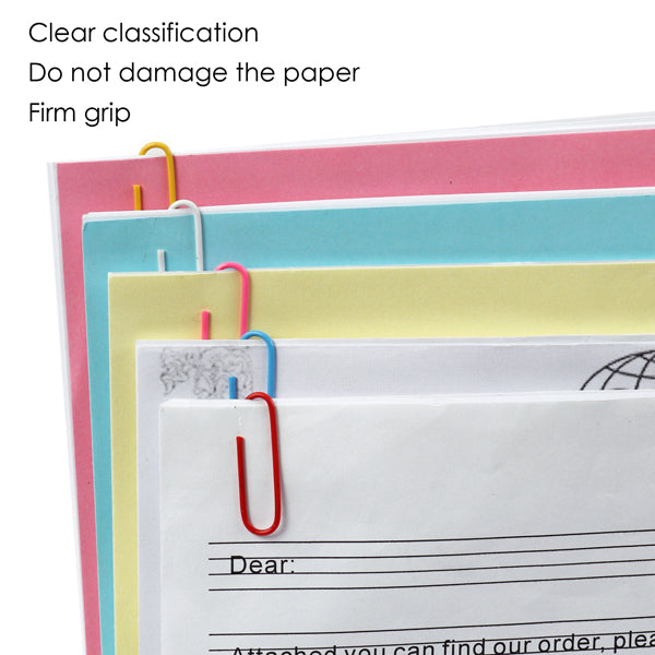 Pack of 100 Assorted Coloured 50mm Paper Clips