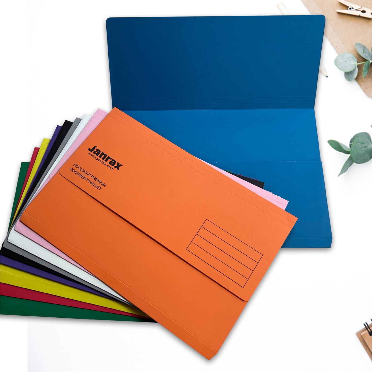 Pack of 10 Green Card Premium Foolscap Document Wallets