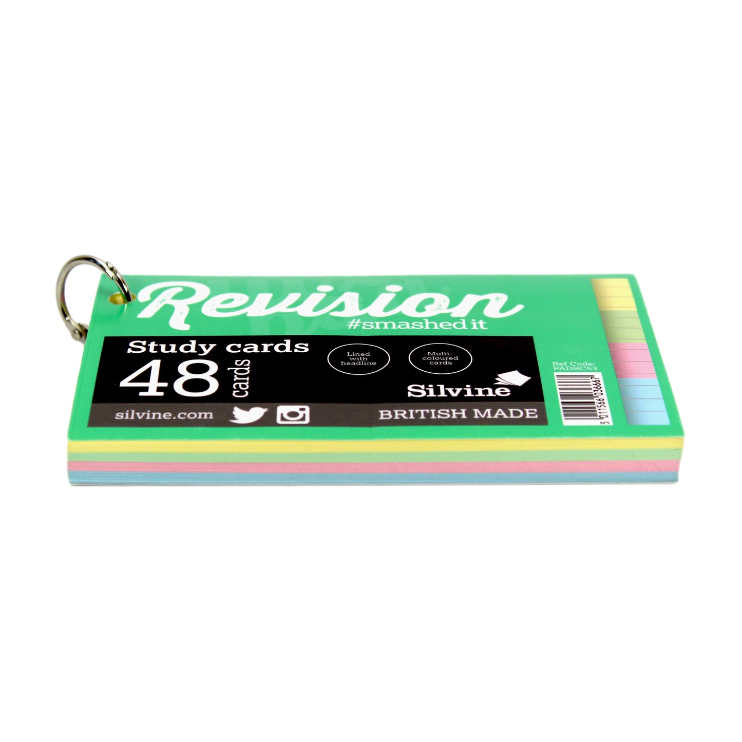 48 Assorted Colour 5x3" Revision Cards on Binding Ring