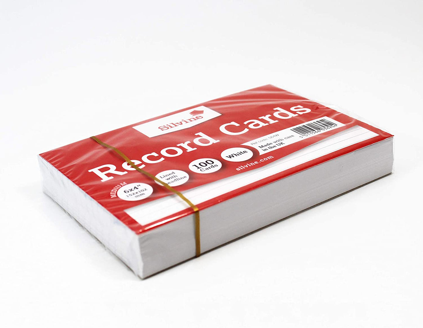 Pack of 100 Ruled White Record Cards 6x4" (152 x 102mm)