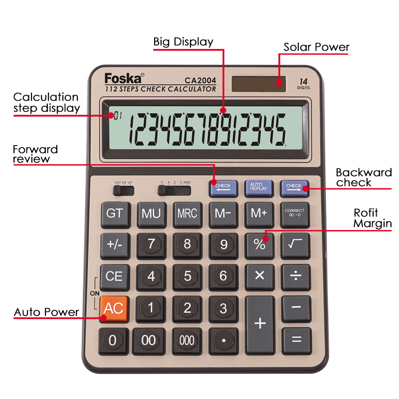 Foska Two Way Power 14 Digit Calculator