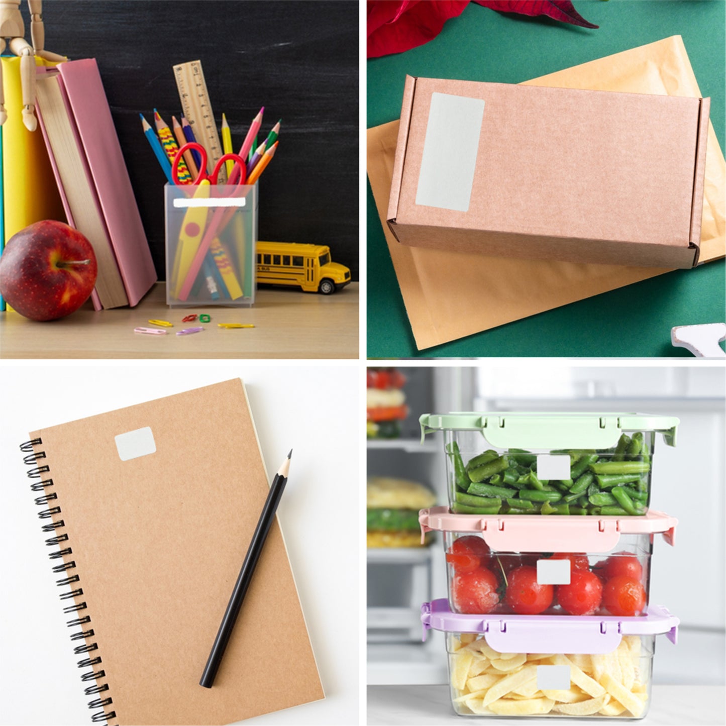 Pack of 126 White 16x22mm Rectangular Labels - Adhesive Stickers