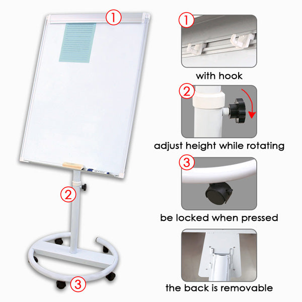 Metal Magnetic Background Rotatable Magnetic Flip Chart Pad Whiteboard 70 x 100cm