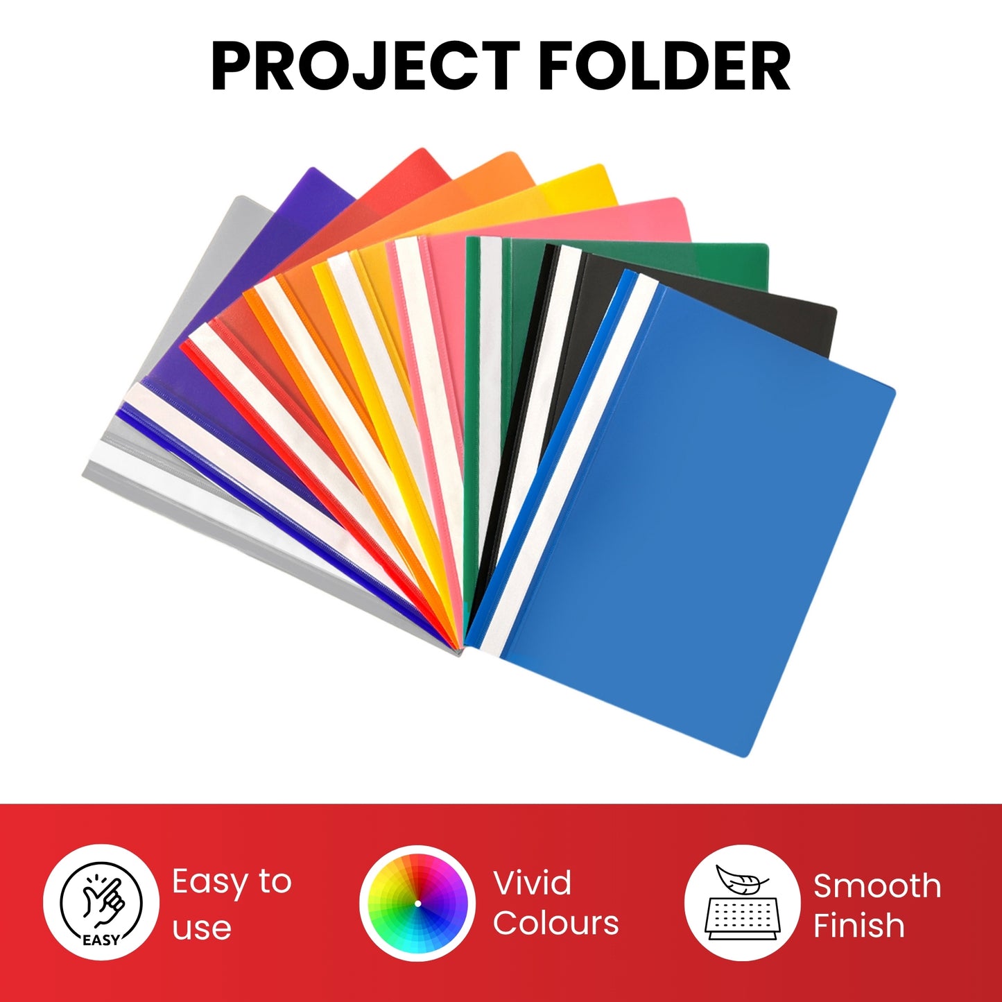 Pack of 12 Black A4 Project Folders by Janrax