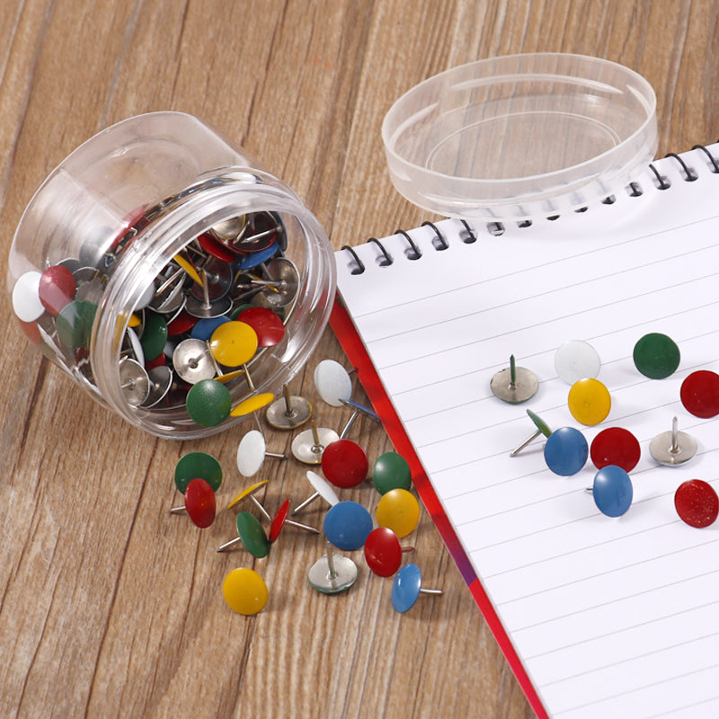 Tub of 200 Assorted Colour Metal Thumbtacks 11mm