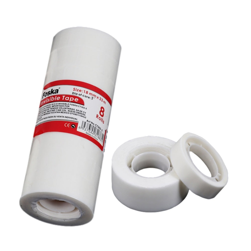 Pack of 8 Invisible Tapes 18mm x 33m