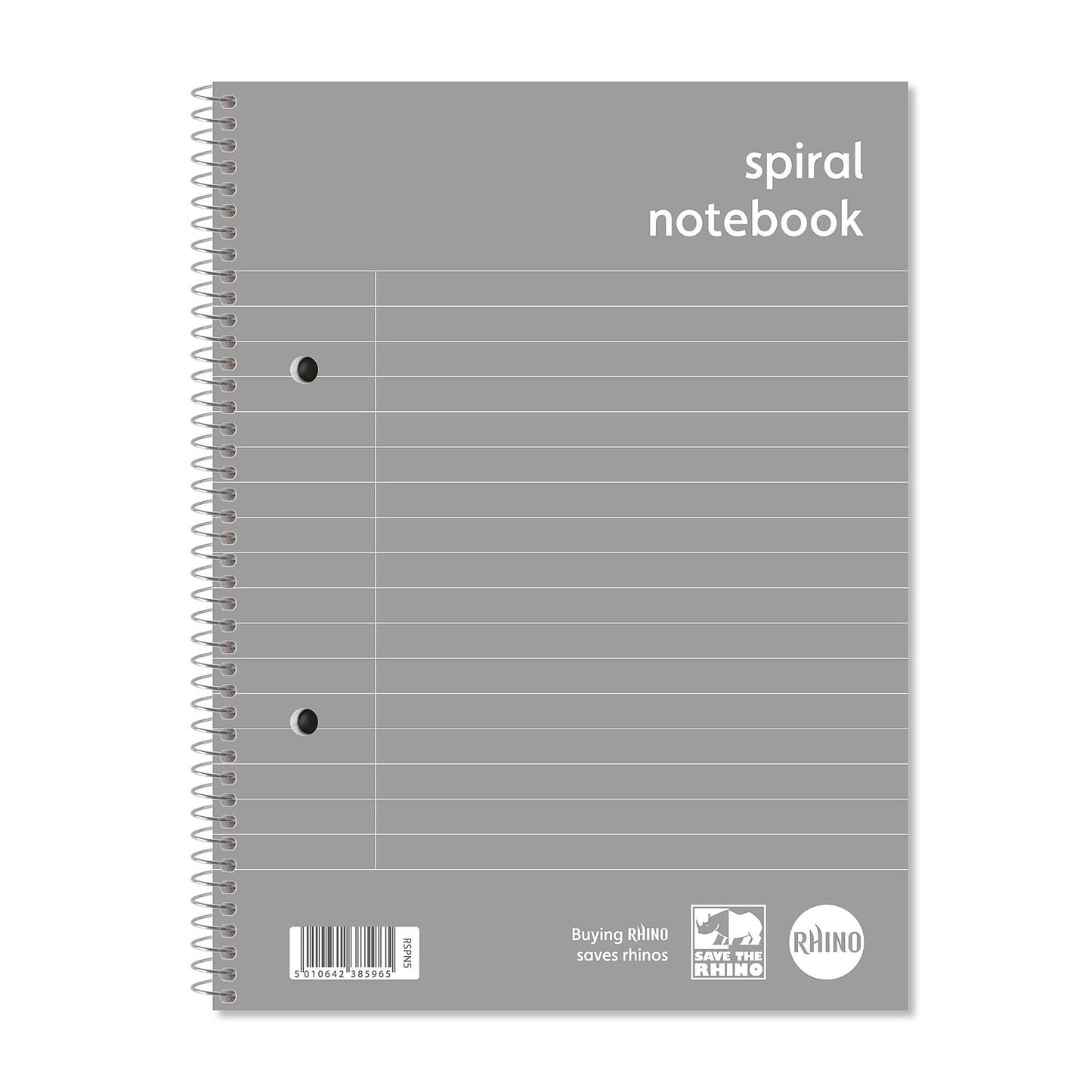 Pack of 5 Rhino A5+ 160 Pages 8mm Lined with Margin Spiral Softback NoteBooks