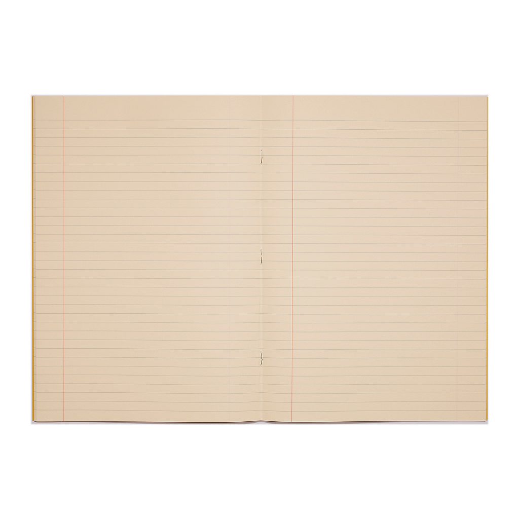Pack of 10 Rhino A4 48 Page Yellow with Cream Tinted Paper 8mm Lined with Margin Exercise Books