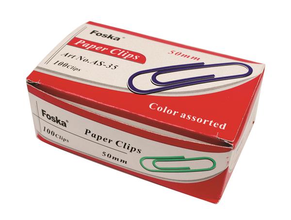 Pack of 100 Assorted Coloured 50mm Paper Clips