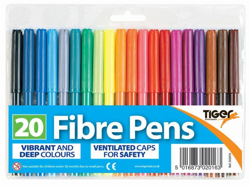 Wallet of 20 fibre tip pens