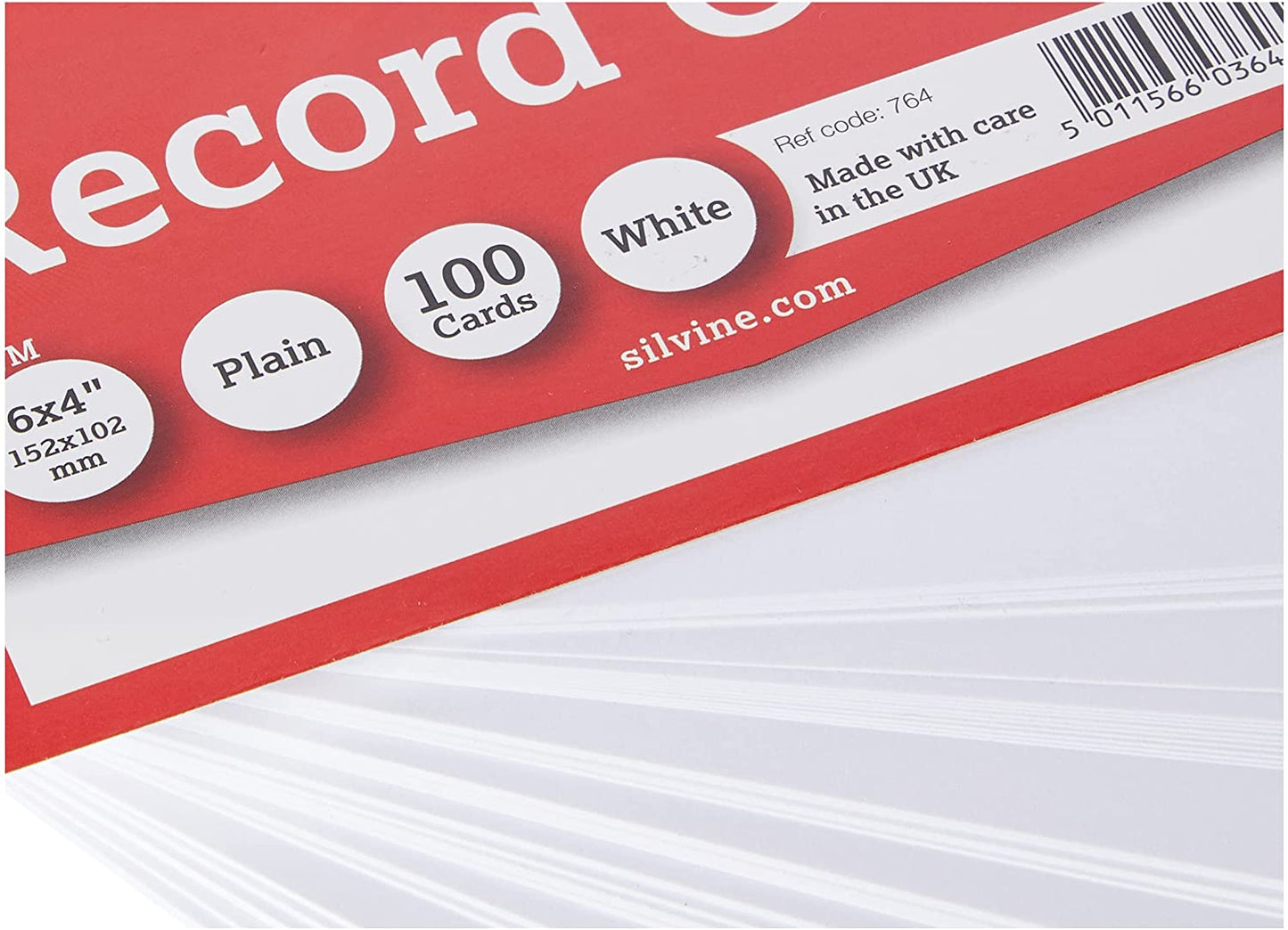 Pack of 100 Plain White Record Cards 6x4" (152x101mm)