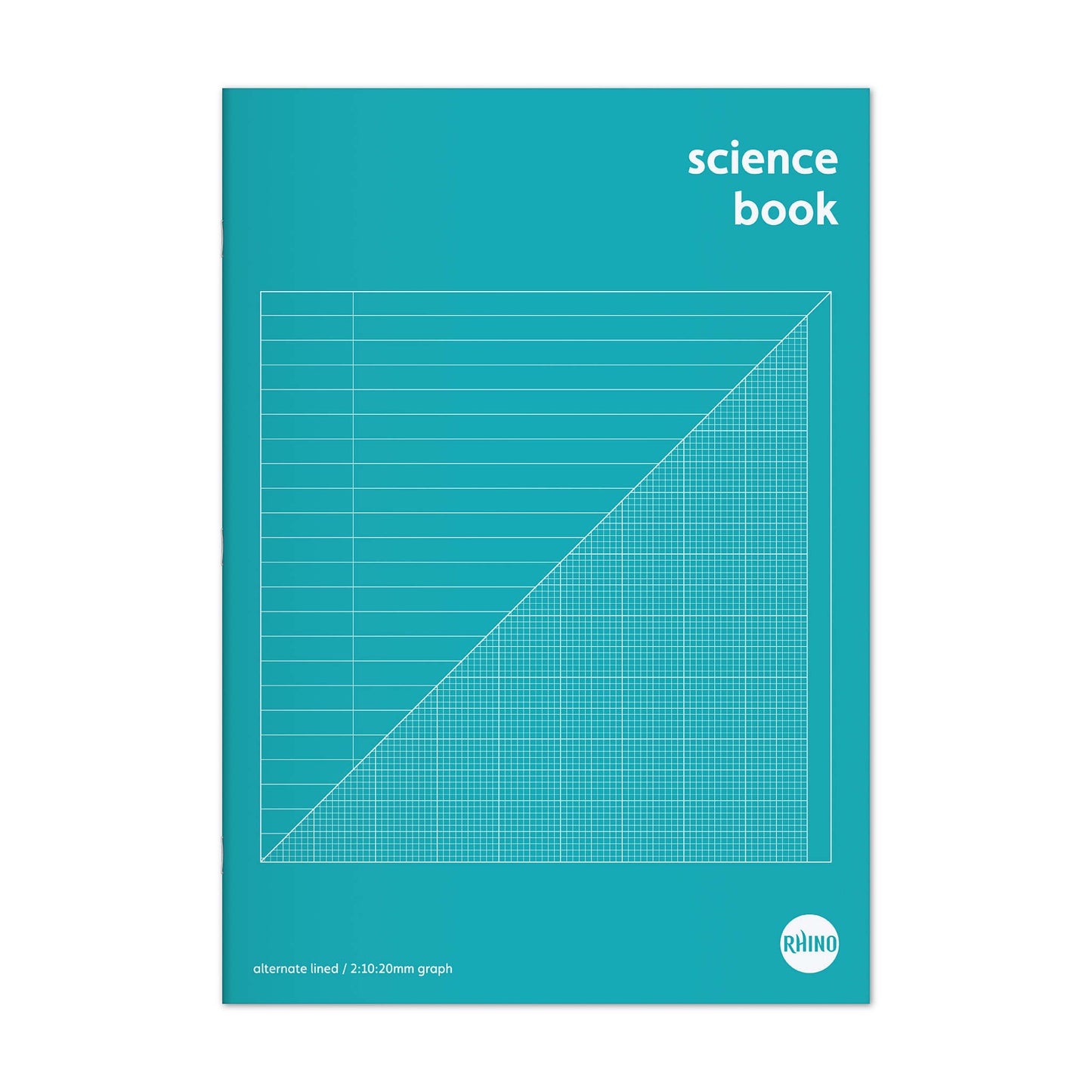 Pack of 10 Rhino A4 64 Page Green 8mm Lined with Margin and 20mm Graph Ruling Reverse Science Books