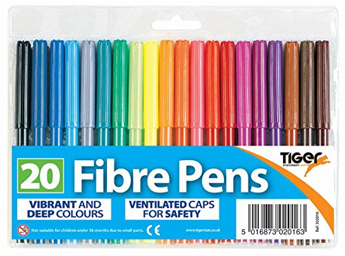 Wallet of 20 fibre tip pens