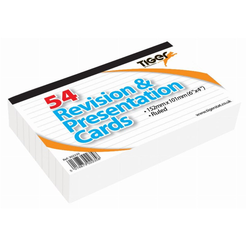 6x4" White Top Bound Revision Cards Ruled 54 Sheets