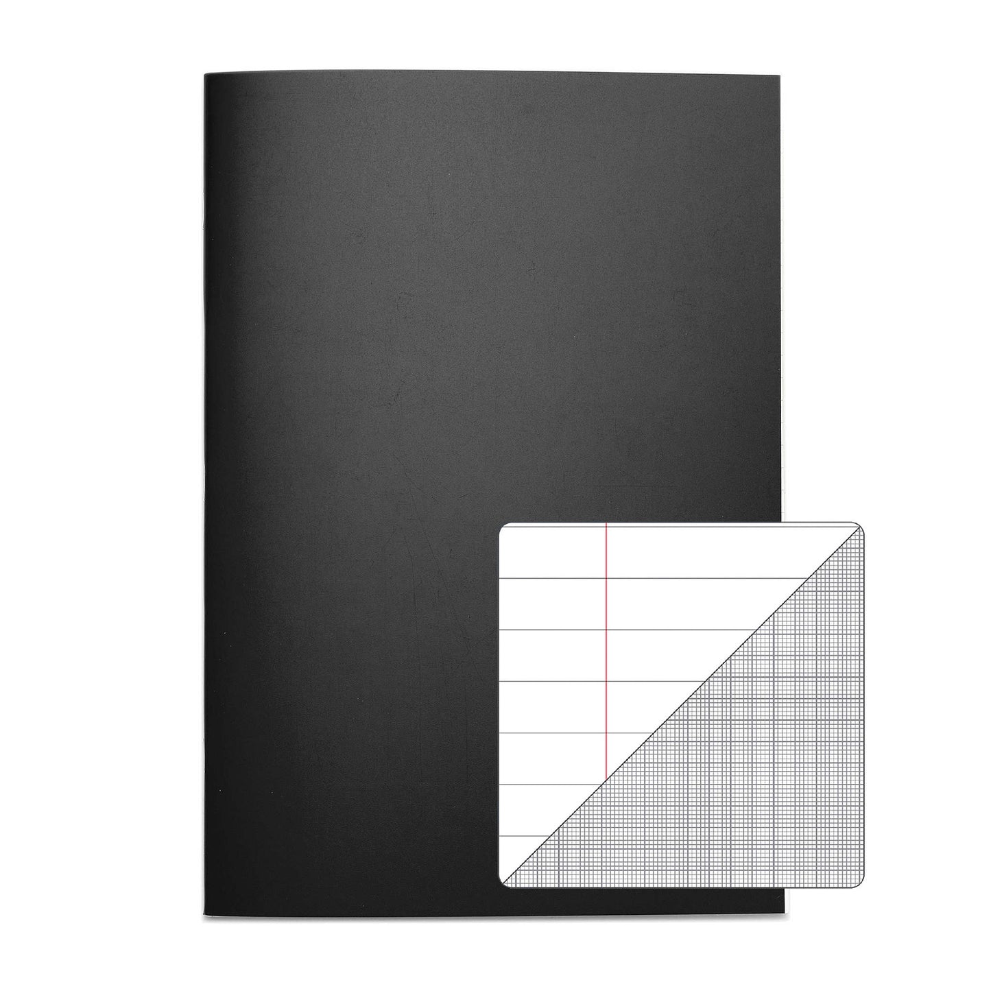 Pack of 6 Rhino A4 64 Page Black 8mm Lined with Margin and 10mm Graph Ruling Reverse Exercise Books