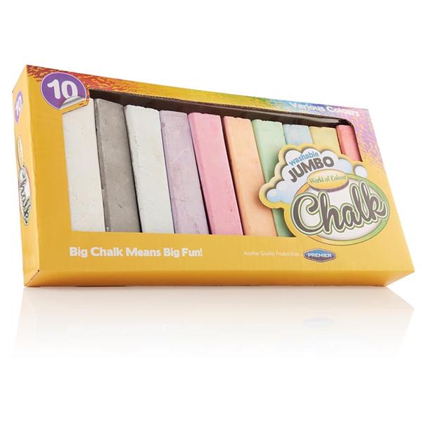 Box of 10 Jumbo Coloured Chalk by World of Colour