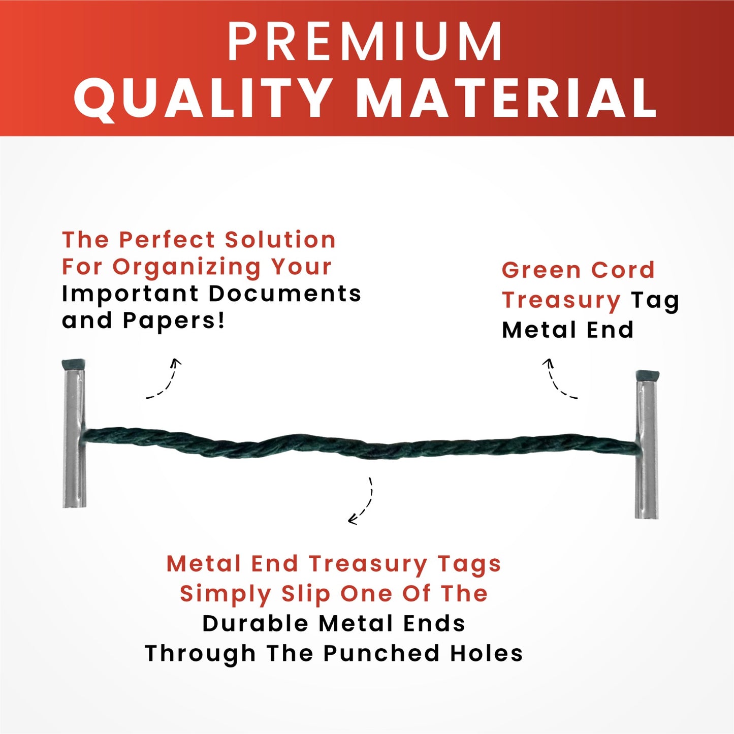Pack of 100 76mm Metal End Treasury Tags