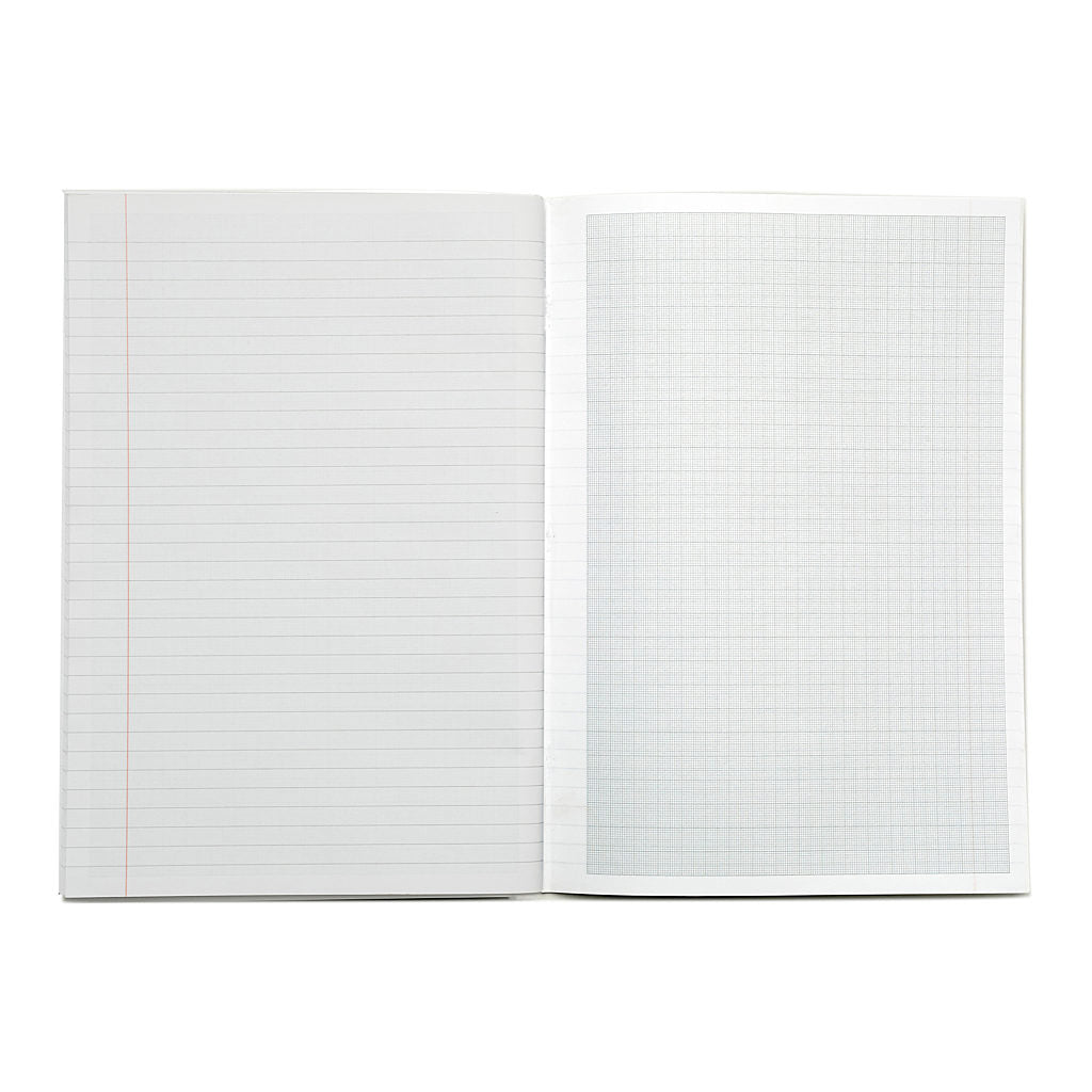 Pack of 6 Rhino A4 64 Page Black 8mm Lined with Margin and 10mm Graph Ruling Reverse Exercise Books