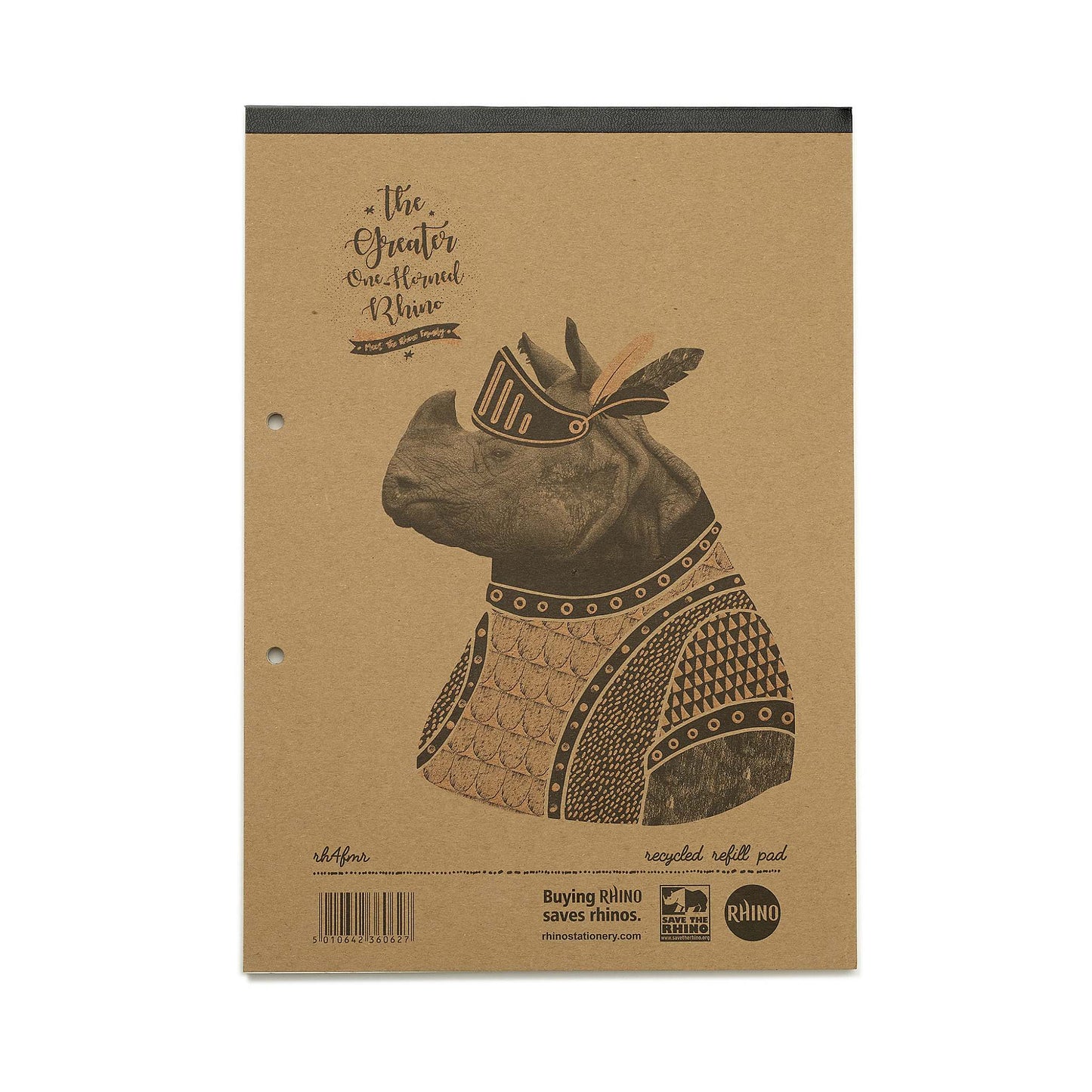 Pack of 5 Rhino A4 Recycled 80 Leaf 8mm Lined with Margin Refill Pads