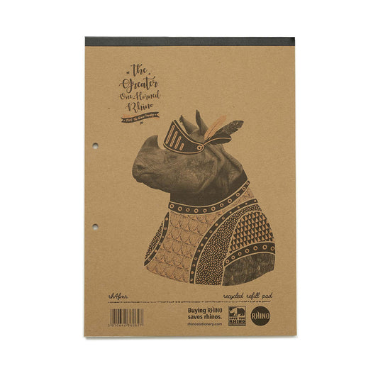 Pack of 5 Rhino A4 Recycled 80 Leaf 8mm Lined with Margin Refill Pads