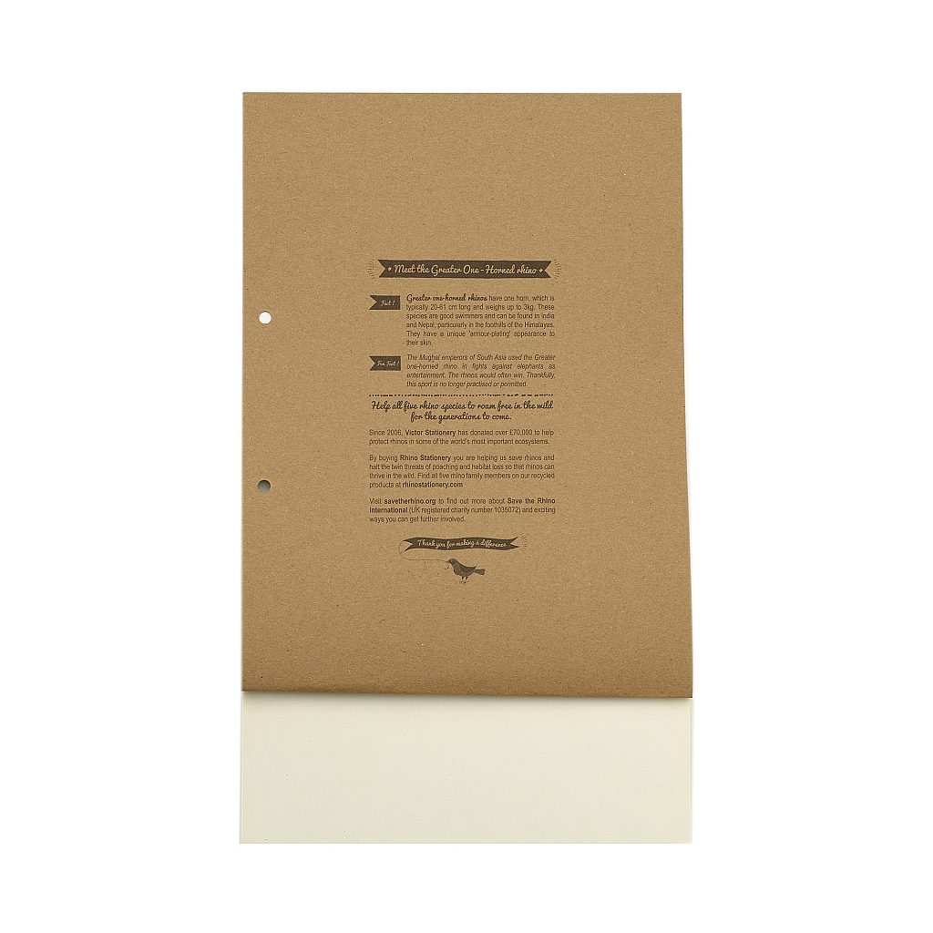 Pack of 5 Rhino A4 Recycled 80 Leaf 8mm Lined with Margin Refill Pads