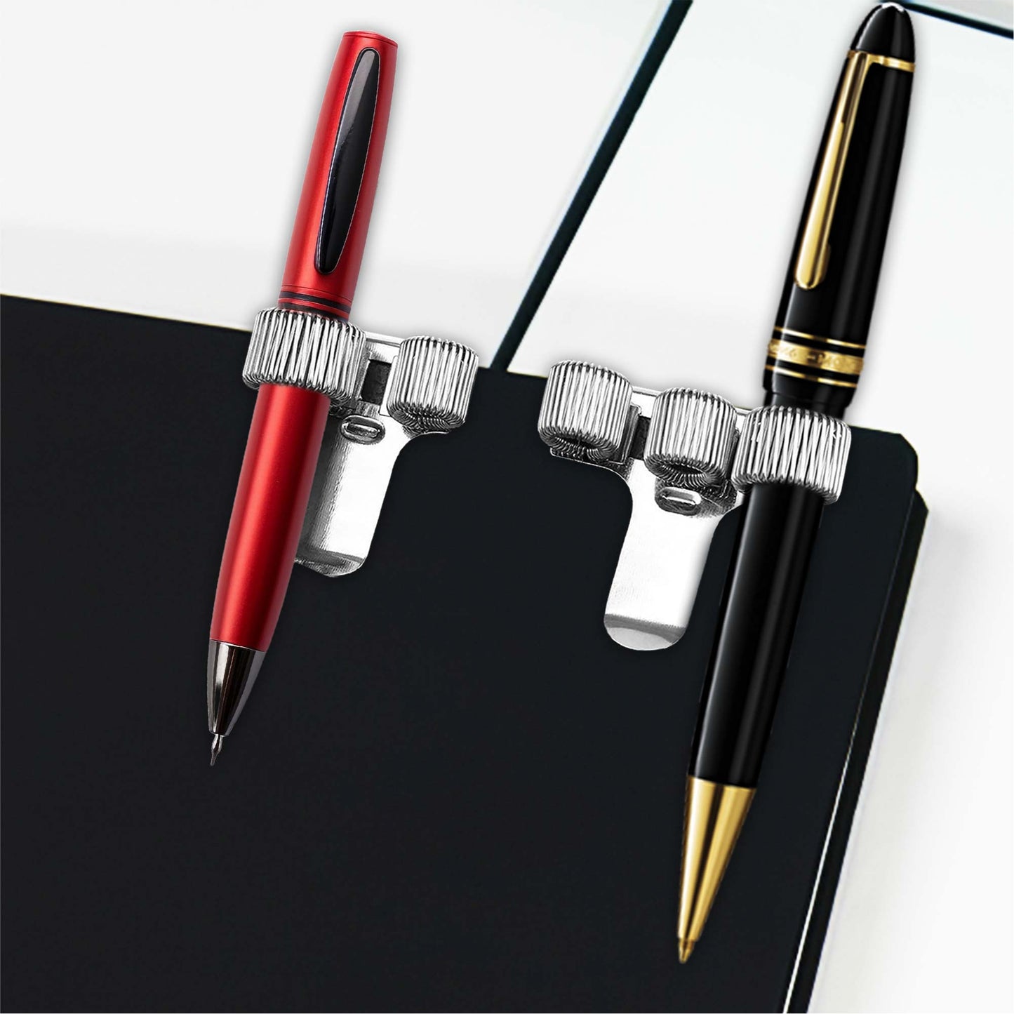 Triple Hole Metal Pen Holder With Pocket Clip - Doctors, Nurse, Uniform etc