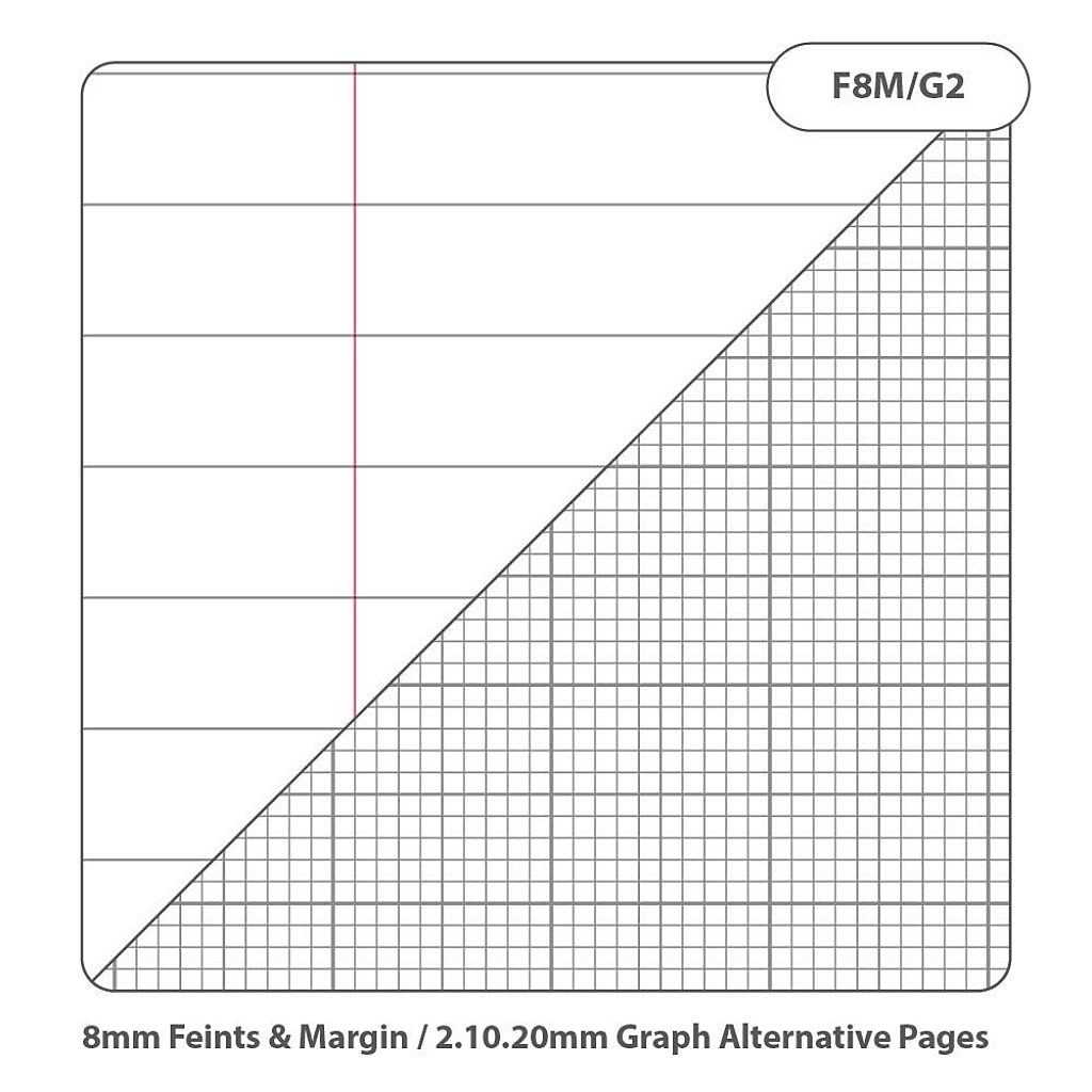 Pack of 6 Rhino A4 64 Page Black 8mm Lined with Margin and 20mm Graph Ruling Reverse Exercise Books
