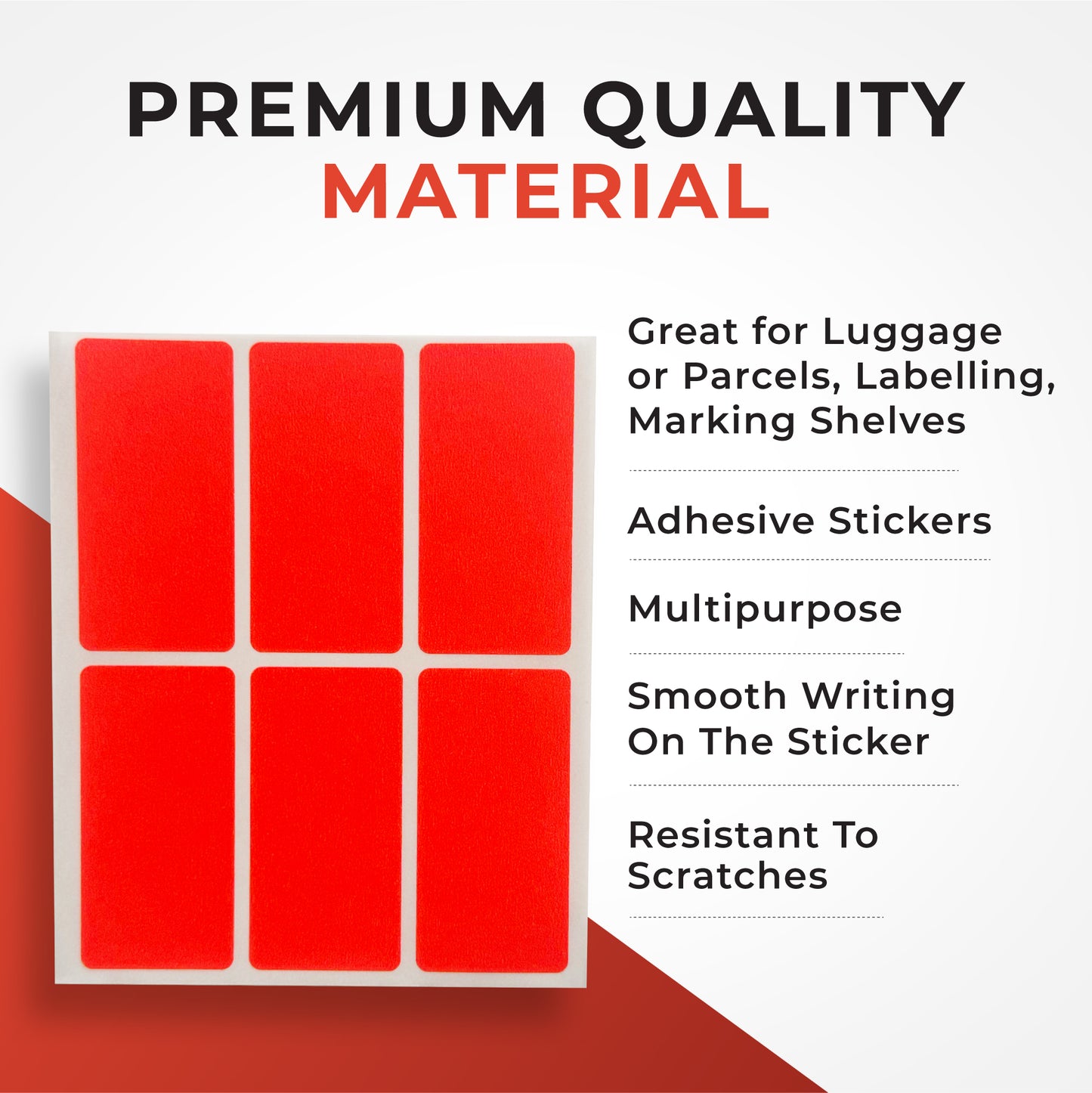 Pack of 24 Fluorescent Orange 25x50mm Rectangular Labels - Adhesive Stickers