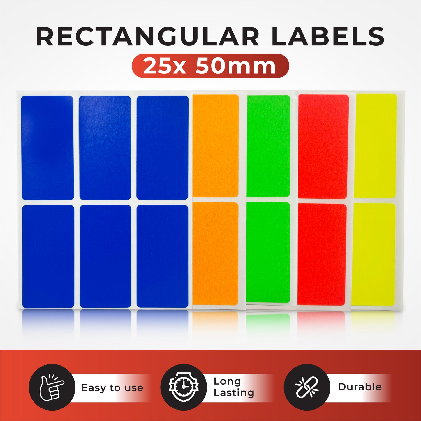 Pack of 24 Fluorescent Orange 25x50mm Rectangular Labels - Adhesive Stickers