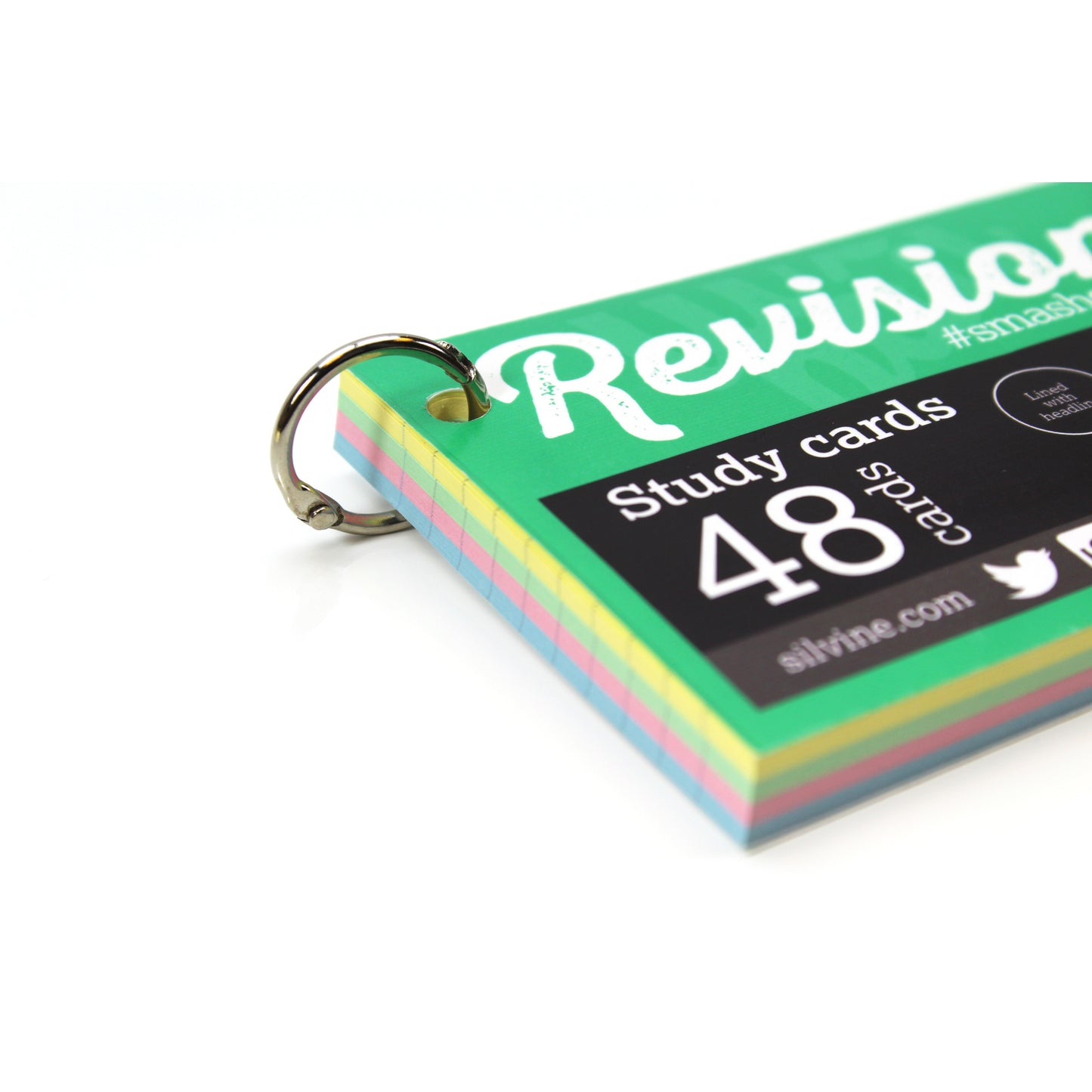 48 Assorted Colour 5x3" Revision Cards on Binding Ring