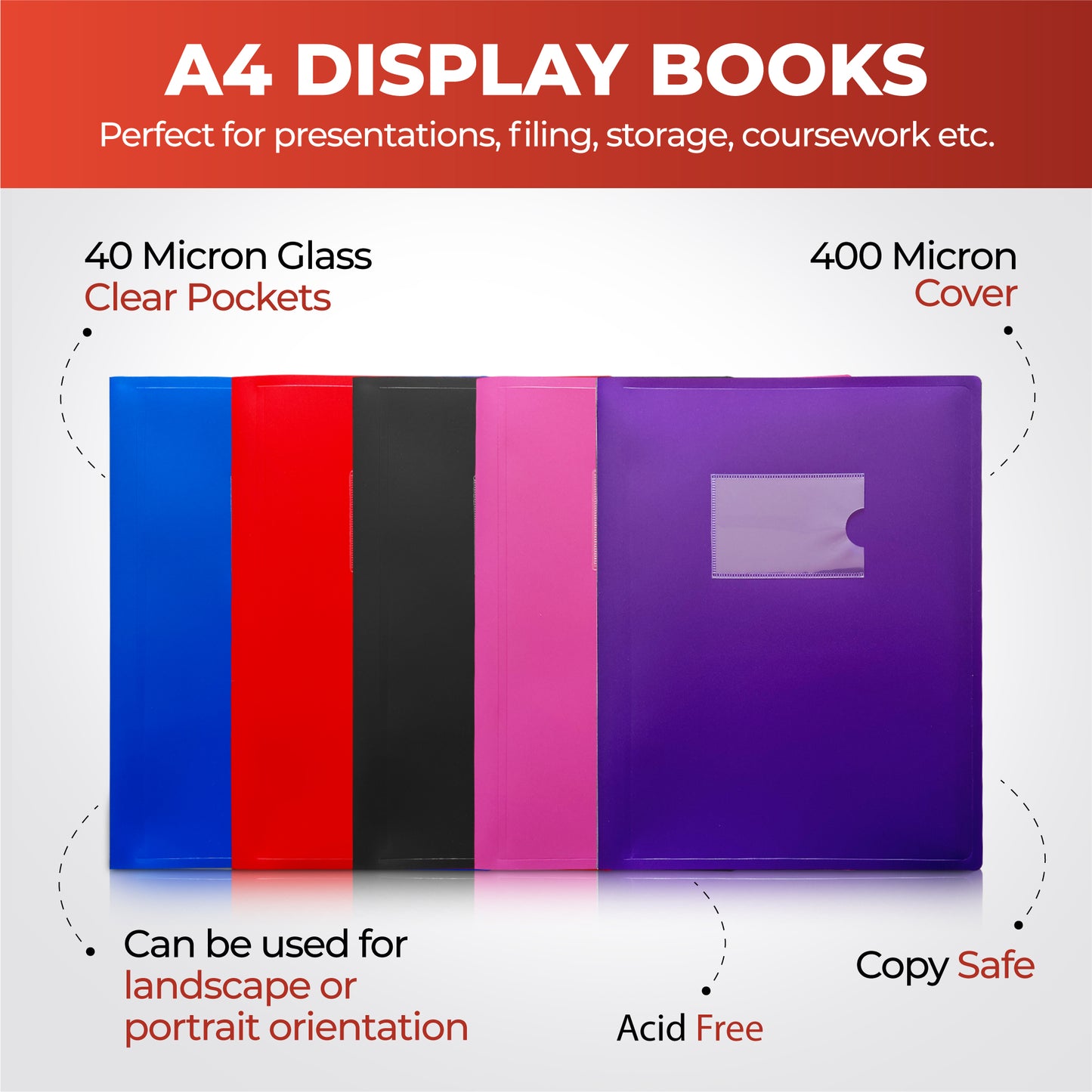 A4 Black Flexible Cover 150 Pocket Display Book