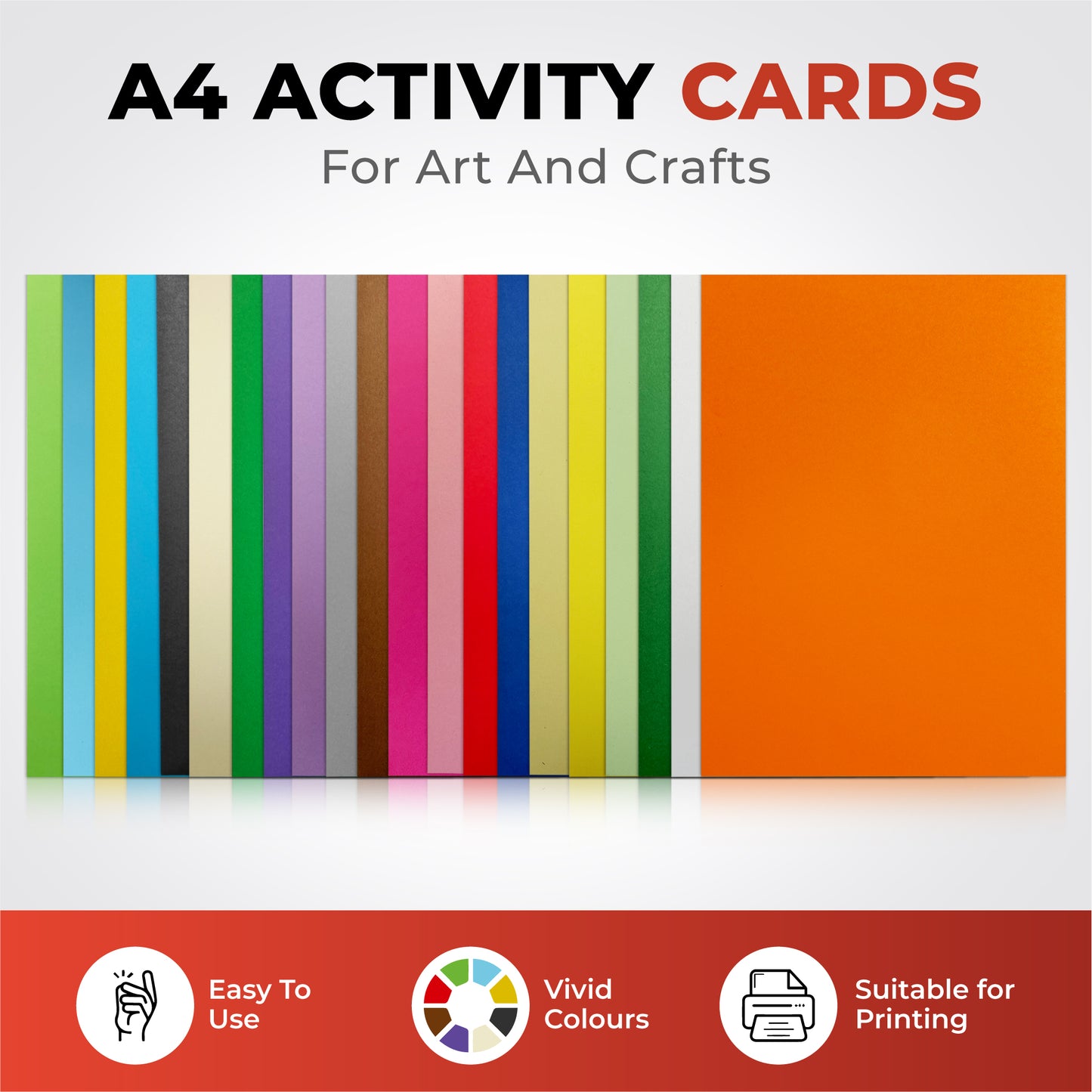 Pack of 50 A4 Red Coloured Card 160gsm Sheets