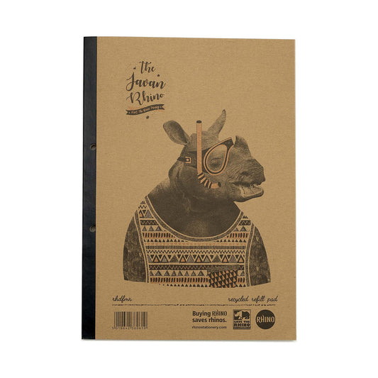 Pack of 3 Rhino A4 Recycled 160 Leaf 8mm Lined with Margin Refill Pads