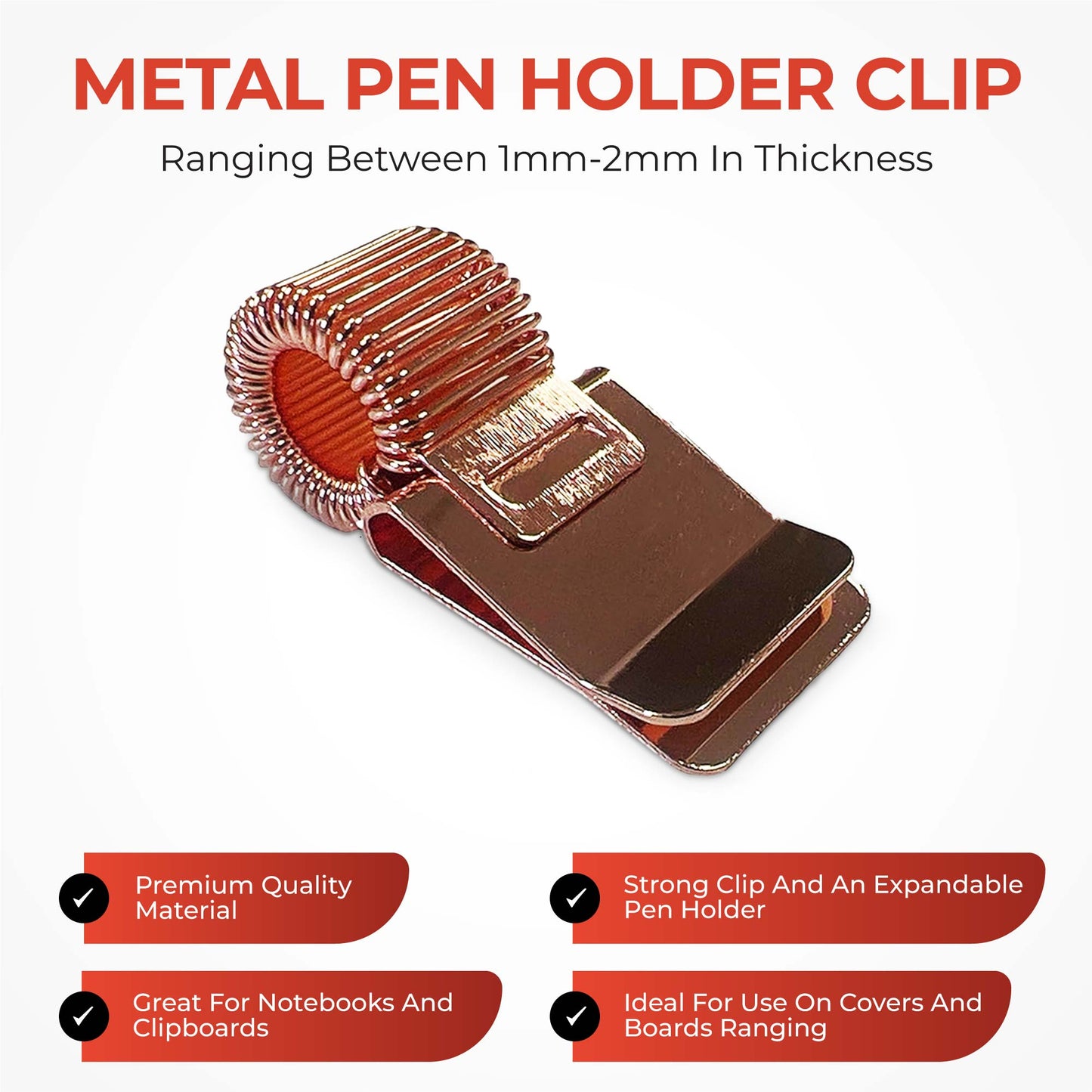 Metal Pen Holder Clip for notebook and clipboard