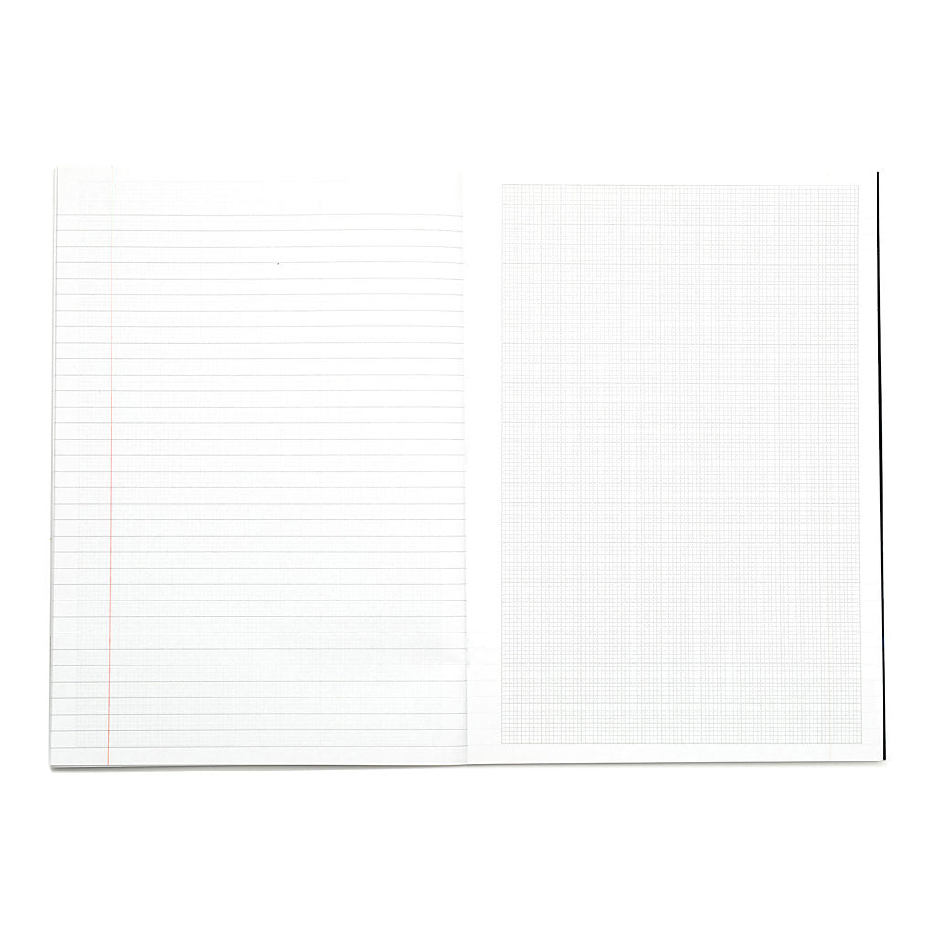 Pack of 6 Rhino A4 64 Page Black 8mm Lined with Margin and 20mm Graph Ruling Reverse Exercise Books