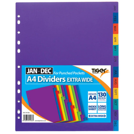 A4 Jan-Dec Extra Wide Pp Dividers