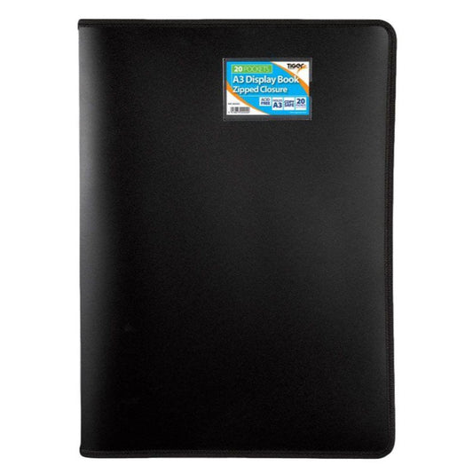 A3 20 Pockets Zipped Black Display Book