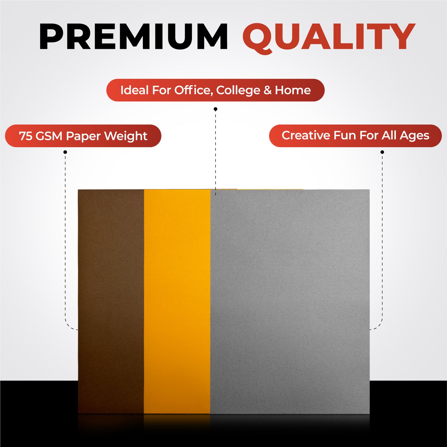 Pack of 100 A5 Fluorescent Orange Coloured Paper 75gsm Sheets