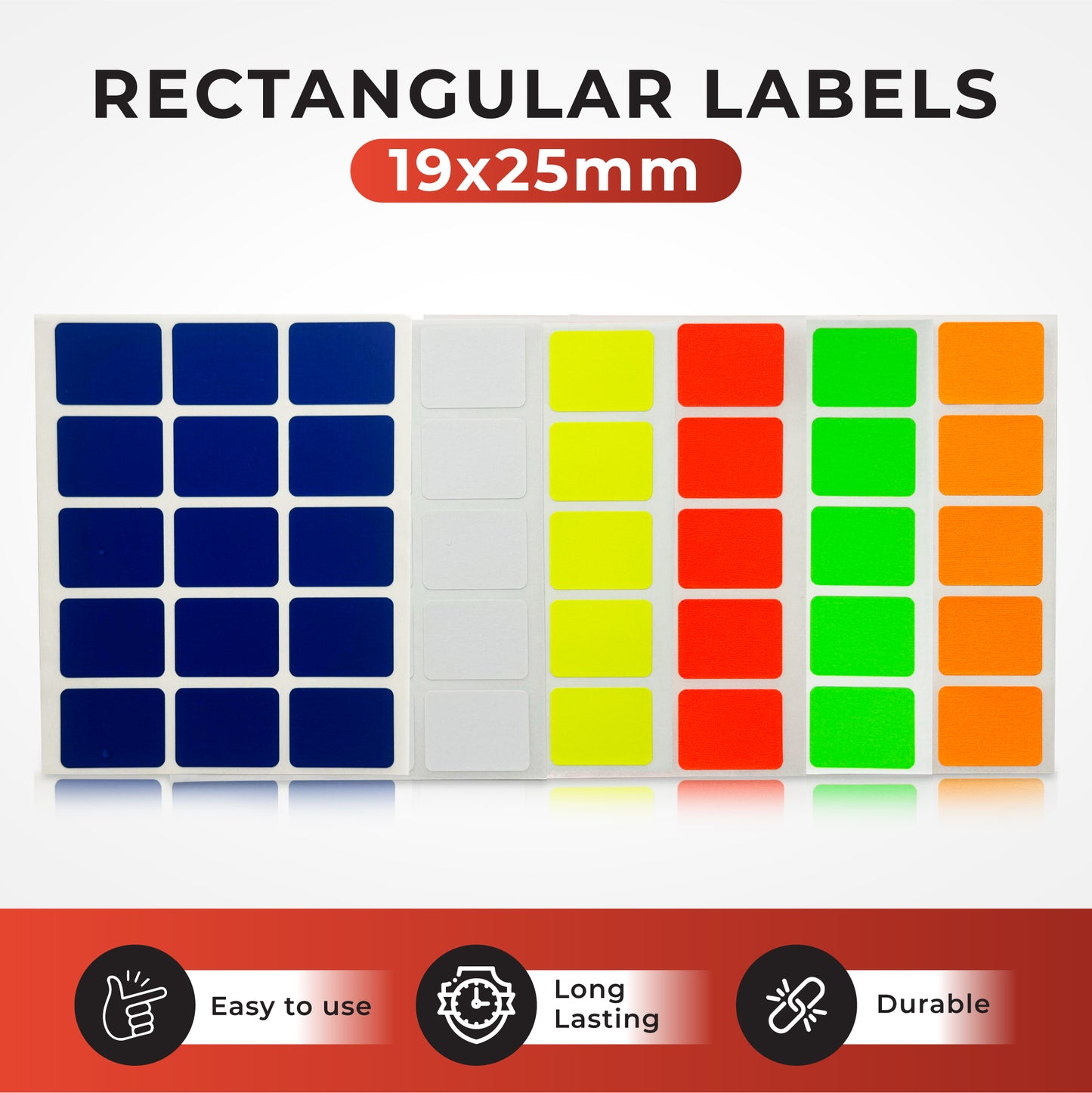 Pack of 60 Blue 19x25mm Rectangular Labels - Adhesive Stickers