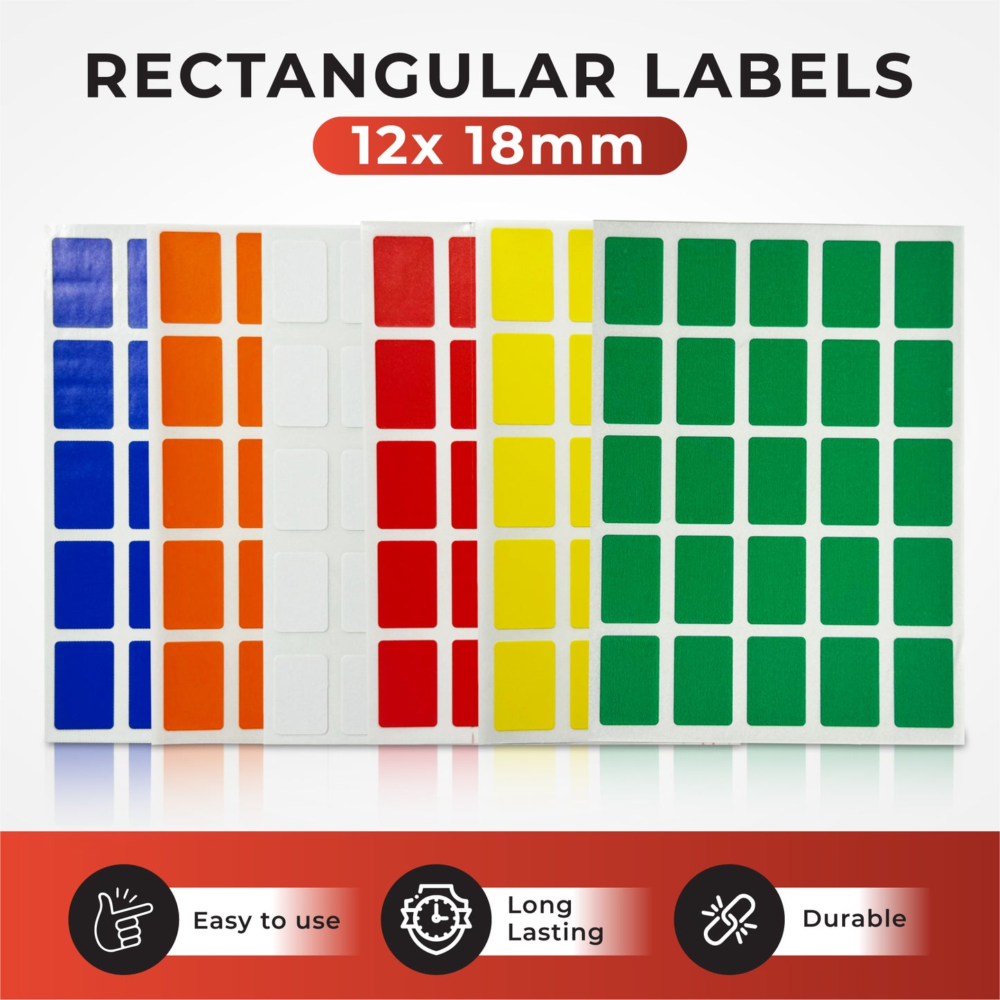 Pack of 125 Orange 12x18mm Rectangular Labels - Adhesive Stickers