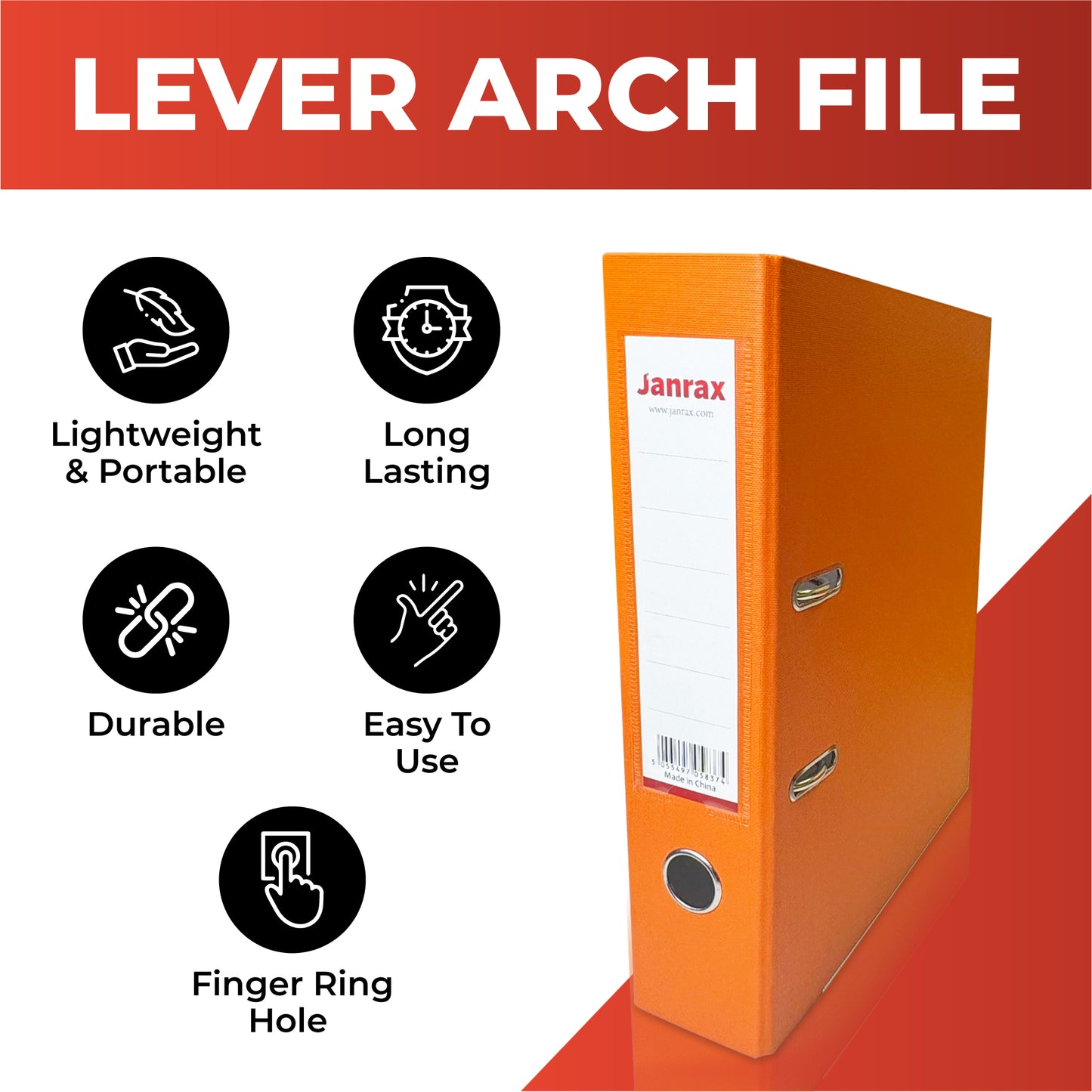 A4 Red Paperbacked Lever Arch File by Janrax
